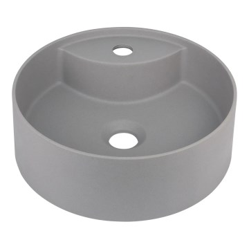 Deante CQS_SU4B - Aufsatzwaschbecken SILIA mit Armaturenloch, Ø 36 cm, Granit/Metallic‑Grau