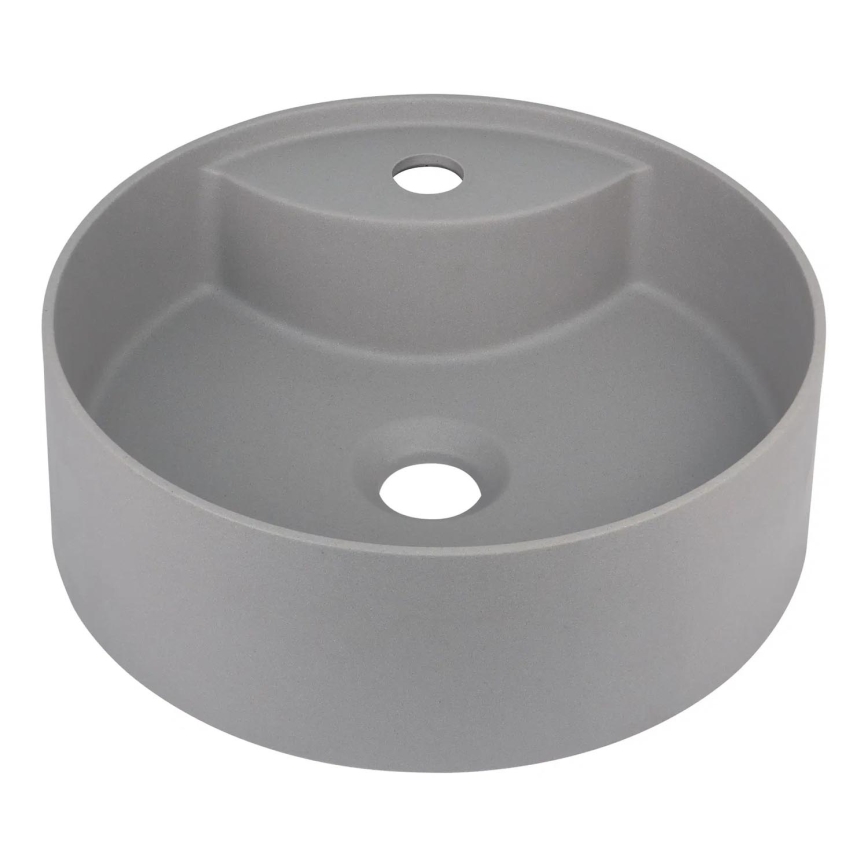Deante CQS_SU4B - Aufsatzwaschbecken SILIA mit Armaturenloch, Ø 36 cm, Granit/Metallic‑Grau