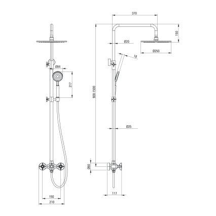 Deante NAC_N4QT - Duschset mit Mischbatterie TEMISTO schwarz