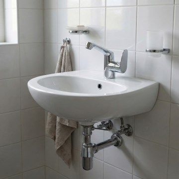 Deante - Wandhängendes Waschbecken JASMIN 45,7x36,4 + Waschtischarmatur LEMON