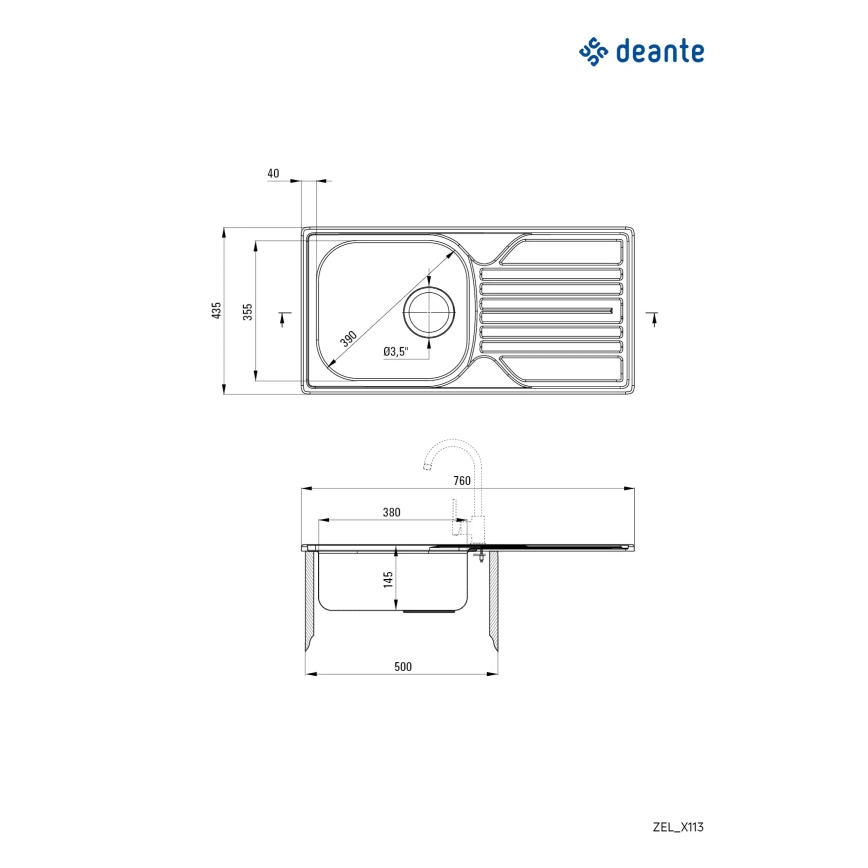 Deante ZEL_0113 - Küchenspüle LEGATO 43,5x76 cm Satin