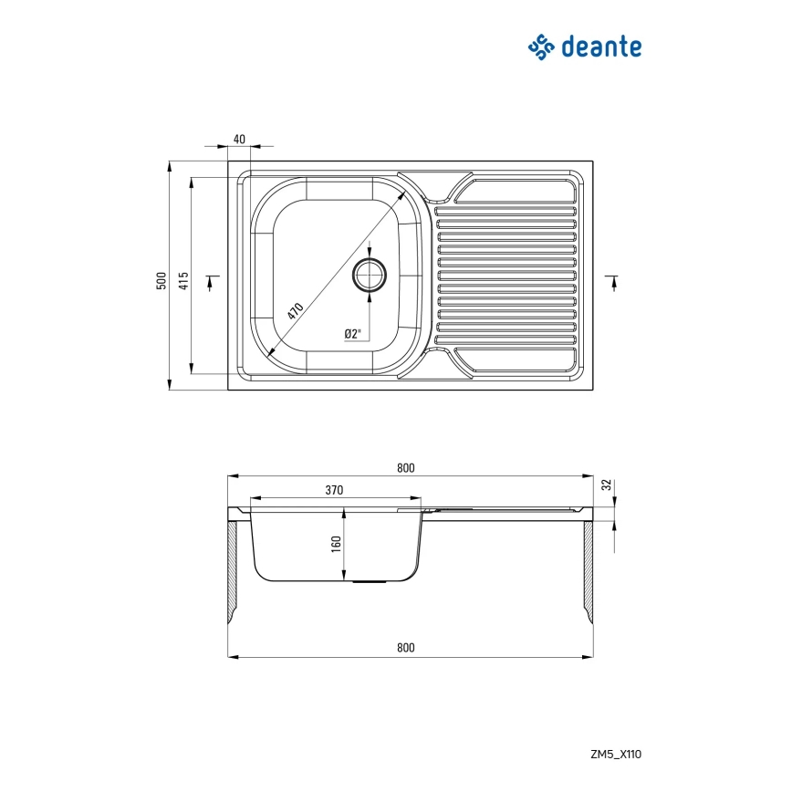 Deante ZM5_3110 - Küchenspüle TANGO 50x80 cm Dekor