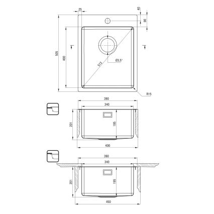 Deante ZPO_010E - Küchenspüle OLFATO 50,5x39 cm gebürstet Stahl