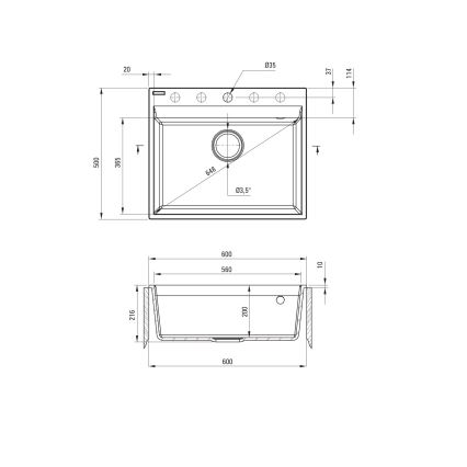 Deante ZRC_210A - Küchenspüle CORIO 50x60 cm Granit/Grafit