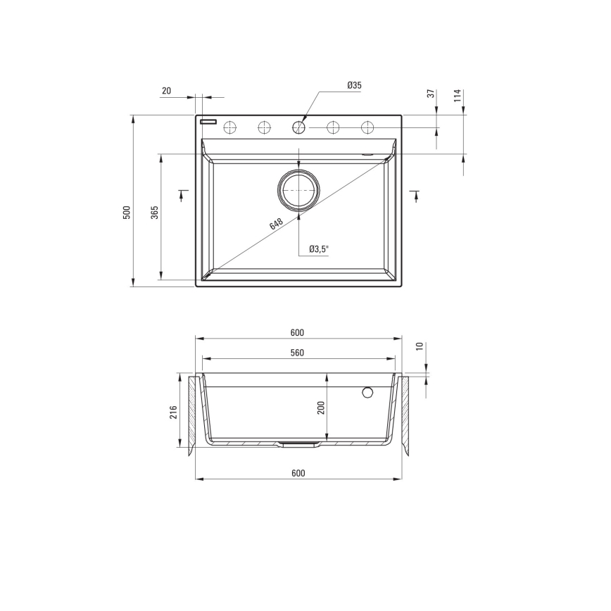 Deante ZRC_210A - Küchenspüle CORIO 50x60 cm Granit/Grafit