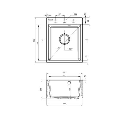 Deante ZRC_S103 - Küchenspüle CORIO 50x40 cm Granit/Metallic-Grau