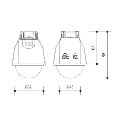 Decken-Einbau-Bewegungsmelder 360° 1200W/230V IP54 schwarz