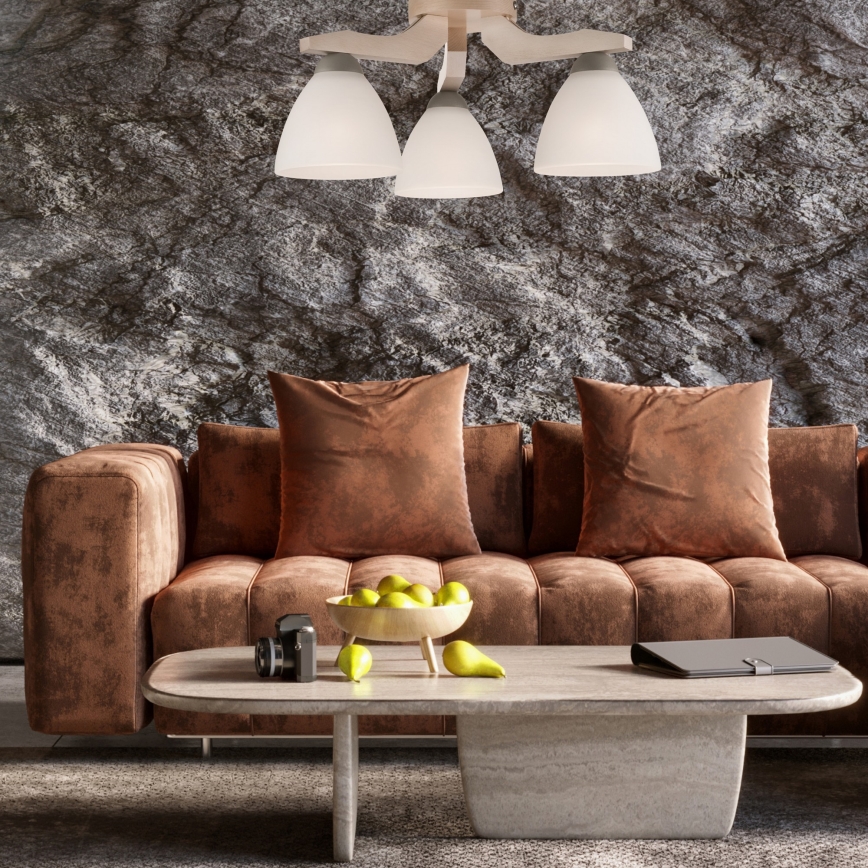 Deckenleuchte ADRIANO 3xE27/60W/230V Buche