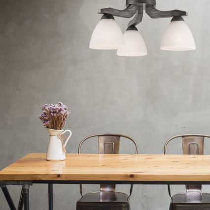 Deckenleuchte ADRIANO 3xE27/60W/230V Buche