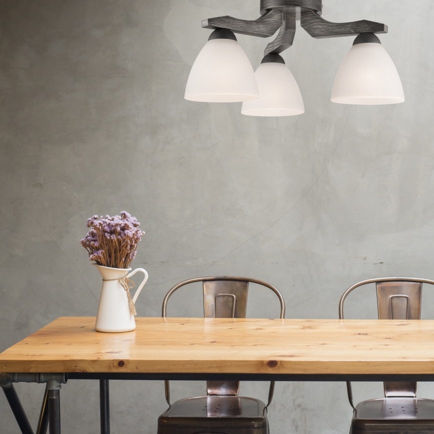 Deckenleuchte ADRIANO 3xE27/60W/230V Buche