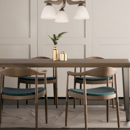 Deckenleuchte ADRIANO 3xE27/60W/230V Buche