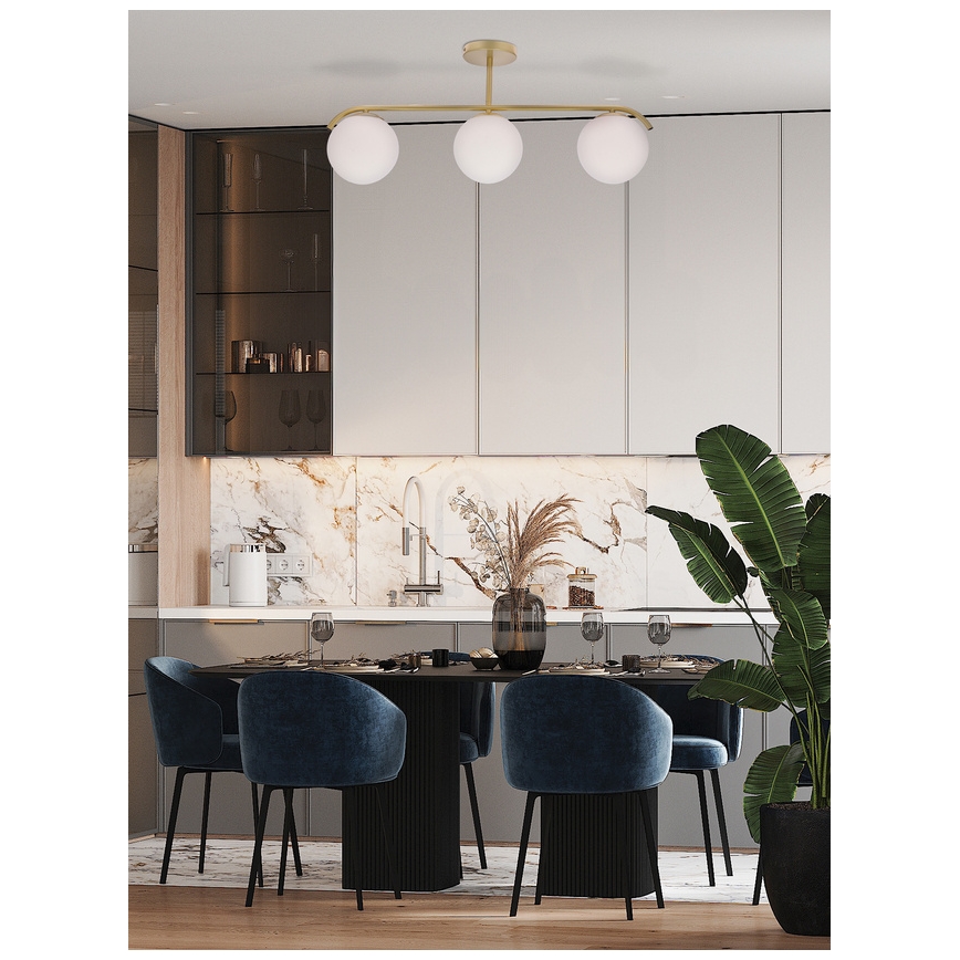 Deckenleuchte an Stange AMADEO 3xE14/40W/230V Messing