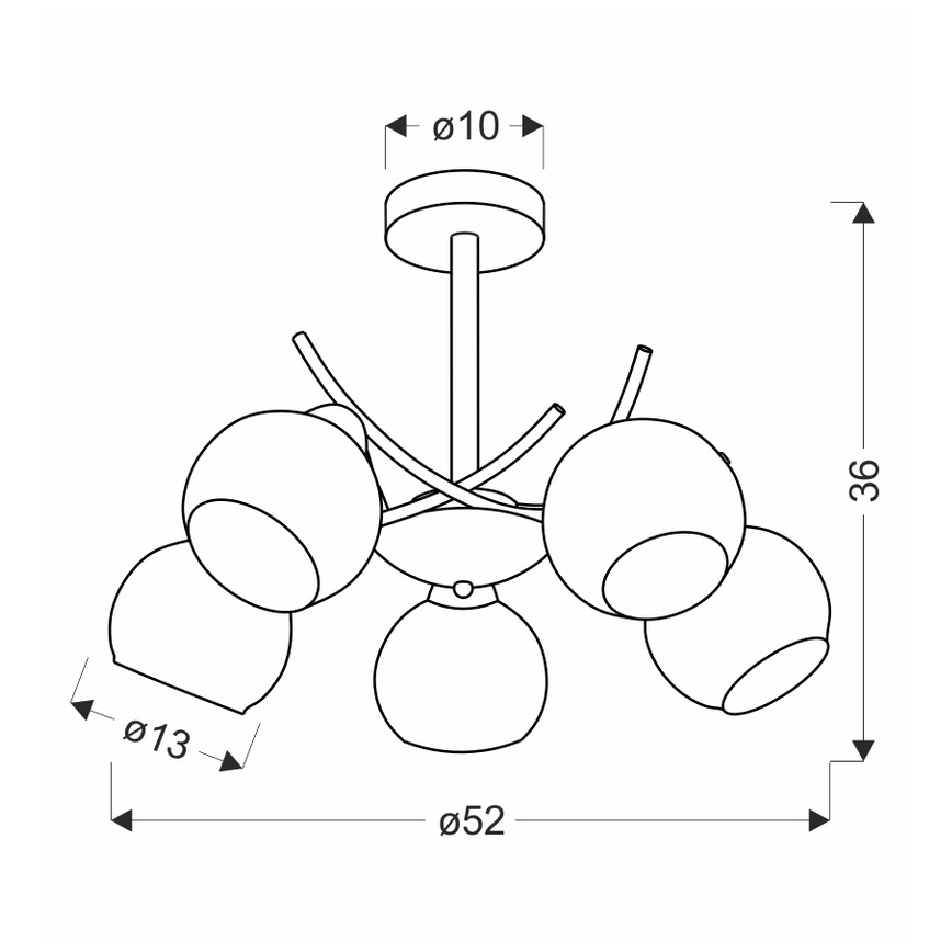 Deckenleuchte an Stange AMOS 5xE27/40W/230V golden