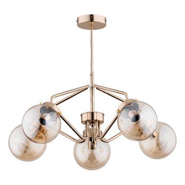 Deckenleuchte an Stange BARSUM 5xE14/10W/230V golden
