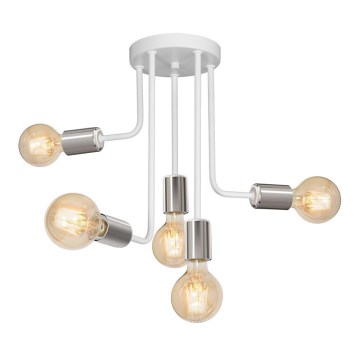 Deckenleuchte an Stange CANDELA 5xE27/15W/230V weiß/glänzendes Chrom