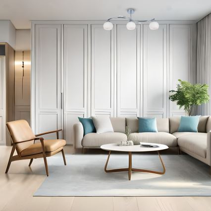 Deckenleuchte an Stange CONNOR 3xE27/15W/230V glänzendes Chrom/weiß