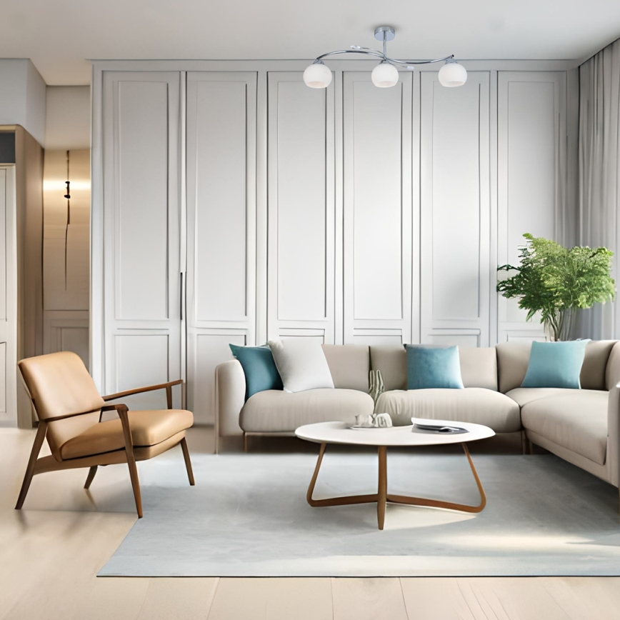 Deckenleuchte an Stange CONNOR 3xE27/15W/230V glänzendes Chrom/weiß