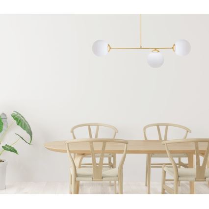 Deckenleuchte an Stange FIRA 3xE27/60W/230V golden