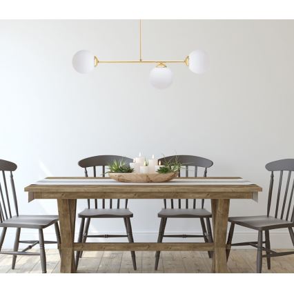 Deckenleuchte an Stange FIRA 3xE27/60W/230V golden