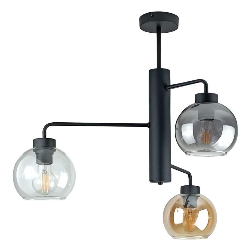 Deckenleuchte an Stange FLEX 3xE27/60W/230V schwarz/rauchig schwarz/rauchig beige/klar