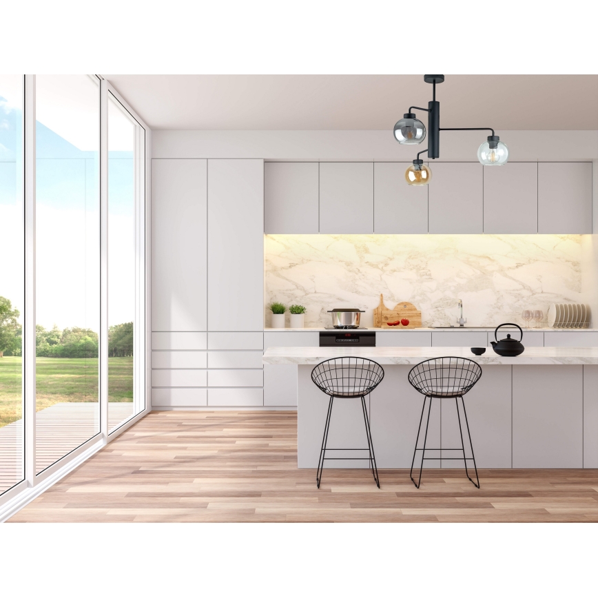 Deckenleuchte an Stange FLEX 3xE27/60W/230V schwarz/rauchig schwarz/rauchig beige/klar