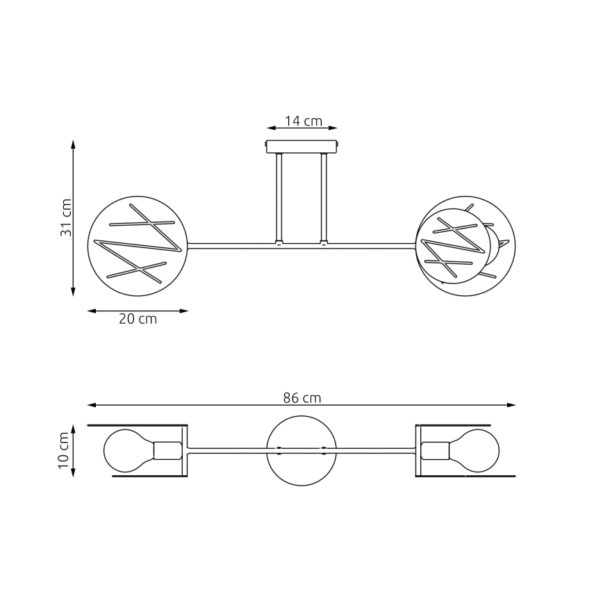 Deckenleuchte an Stange FRICK 2xE27/15W/230V schwarz