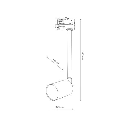 Deckenleuchte an Stange für 3-Phasen-Schienensystem TOP 1xGU10/8W/230V weiß