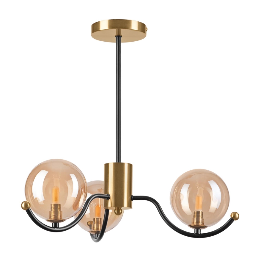 Deckenleuchte an Stange GEORGIA 3xE14/5W/230V golden/rauchig beige