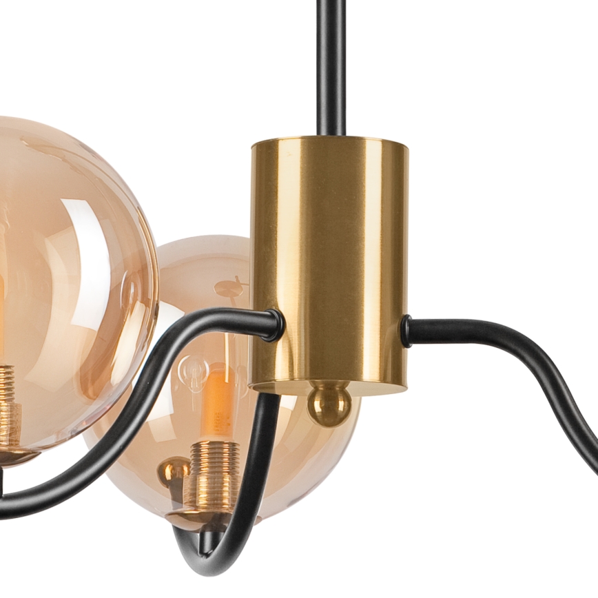 Deckenleuchte an Stange GEORGIA 3xE14/5W/230V golden/rauchig beige