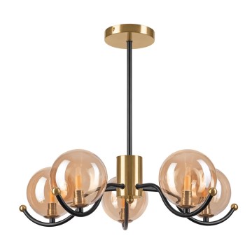 Deckenleuchte an Stange GEORGIA 5xE14/5W/230V golden/rauchig beige