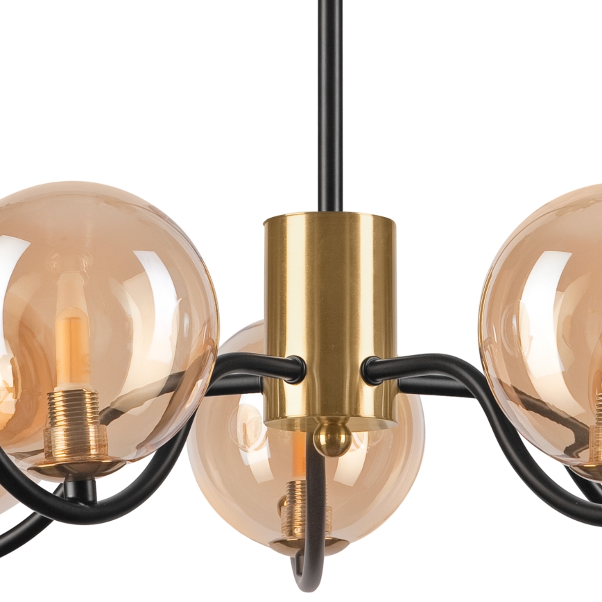 Deckenleuchte an Stange GEORGIA 5xE14/5W/230V golden/rauchig beige