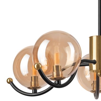 Deckenleuchte an Stange GEORGIA 5xE14/5W/230V golden/rauchig beige