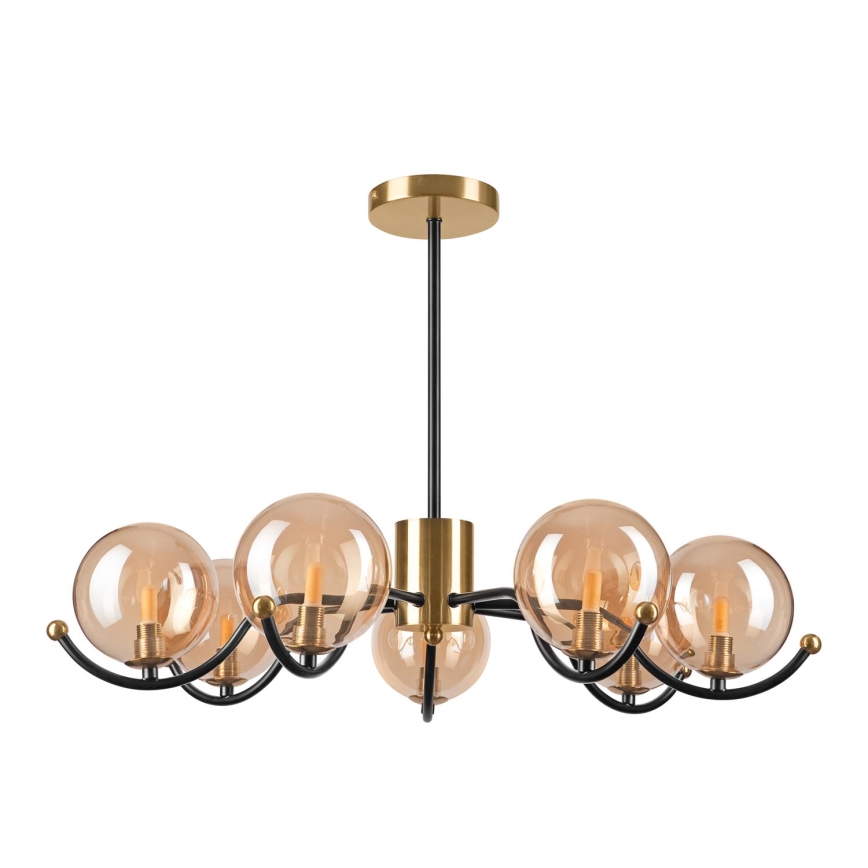 Deckenleuchte an Stange GEORGIA 7xE14/5W/230V golden/rauchig beige