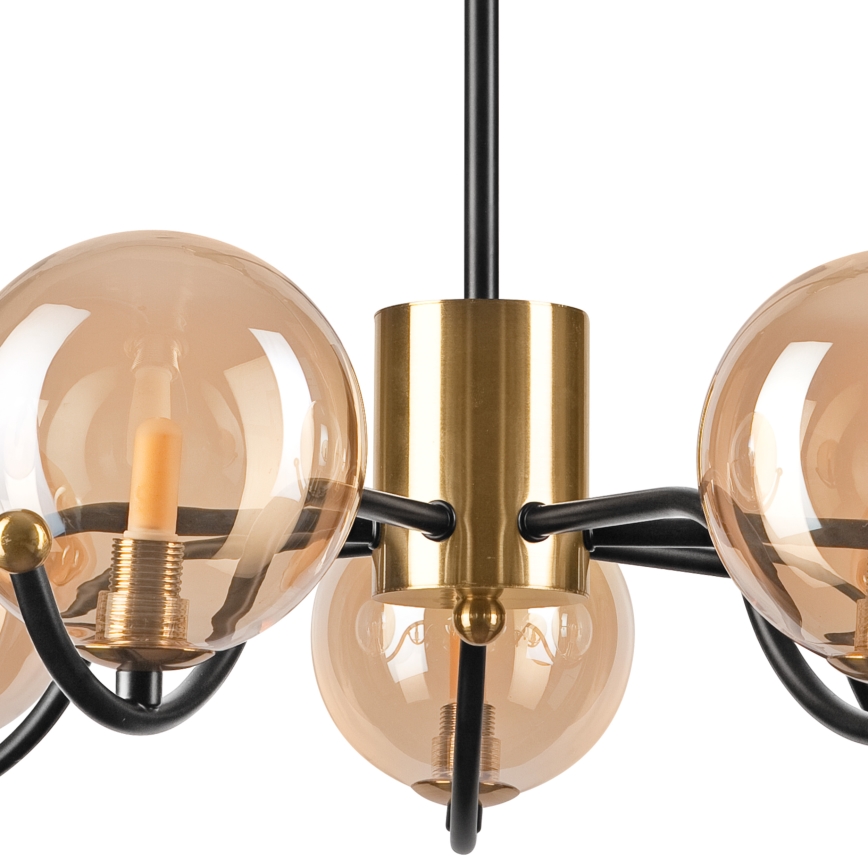 Deckenleuchte an Stange GEORGIA 7xE14/5W/230V golden/rauchig beige