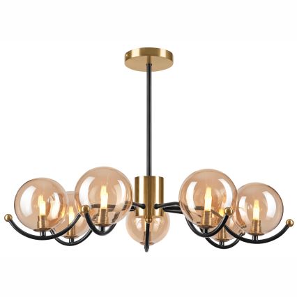 Deckenleuchte an Stange GEORGIA 7xE14/5W/230V golden/rauchig beige