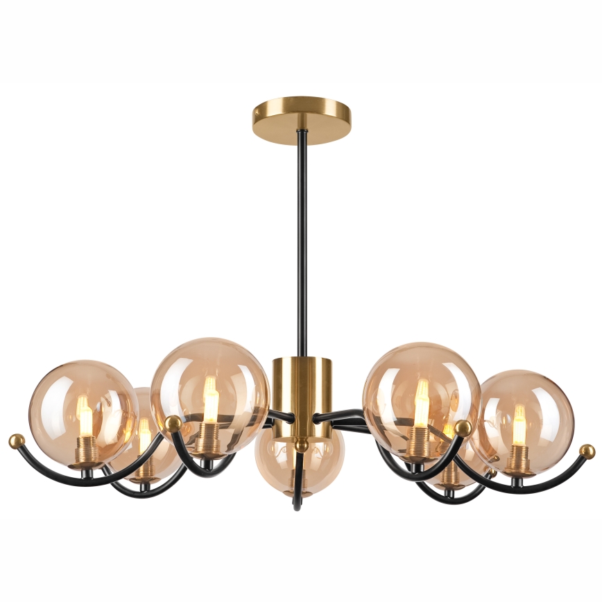 Deckenleuchte an Stange GEORGIA 7xE14/5W/230V golden/rauchig beige