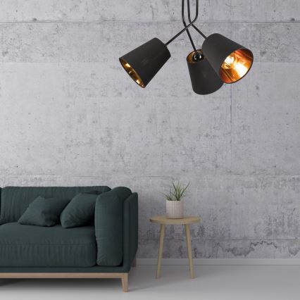 Deckenleuchte an Stange IRMA 3xE27/15W/230V schwarz