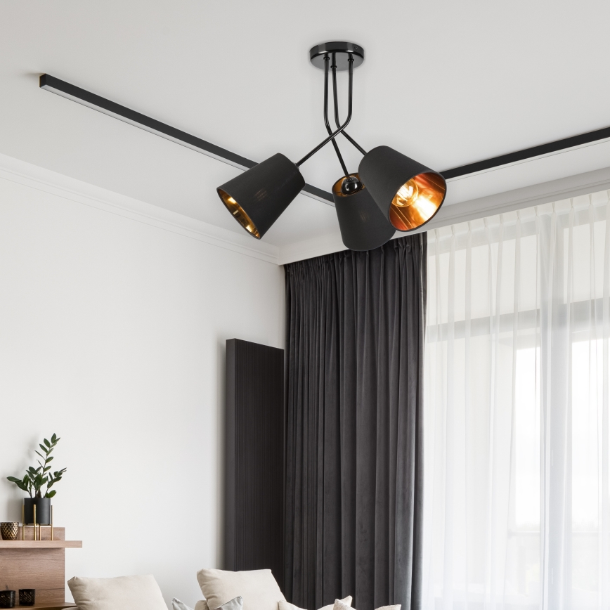 Deckenleuchte an Stange IRMA 3xE27/15W/230V schwarz