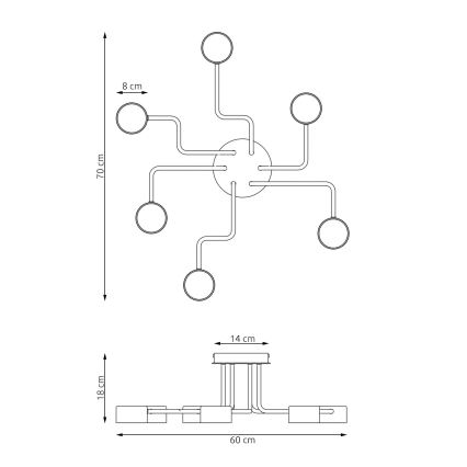 Deckenleuchte an Stange KURAGE 6xGX53/12W/230V schwarz