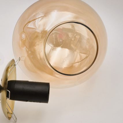 Deckenleuchte an Stange LILOU 6xE14/5W/230V golden/schwarz/rauchig beige