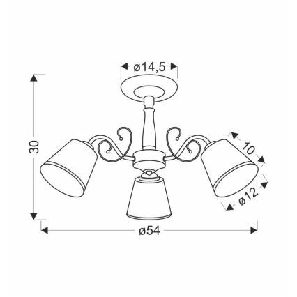 Deckenleuchte an Stange LOSANNA 3xE14/40W/230V Messing