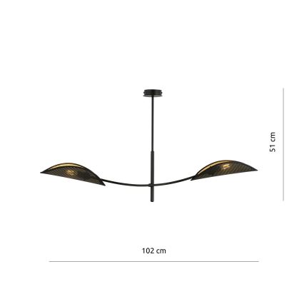 Deckenleuchte an Stange LOTUS 2xE14/10W/230V schwarz/golden