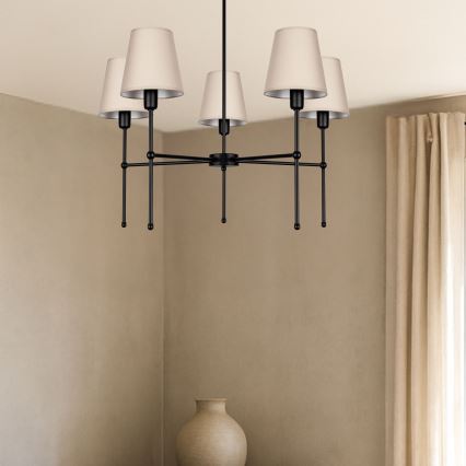 Deckenleuchte an Stange MADELA 5xE14/40W/230V beige/schwarz