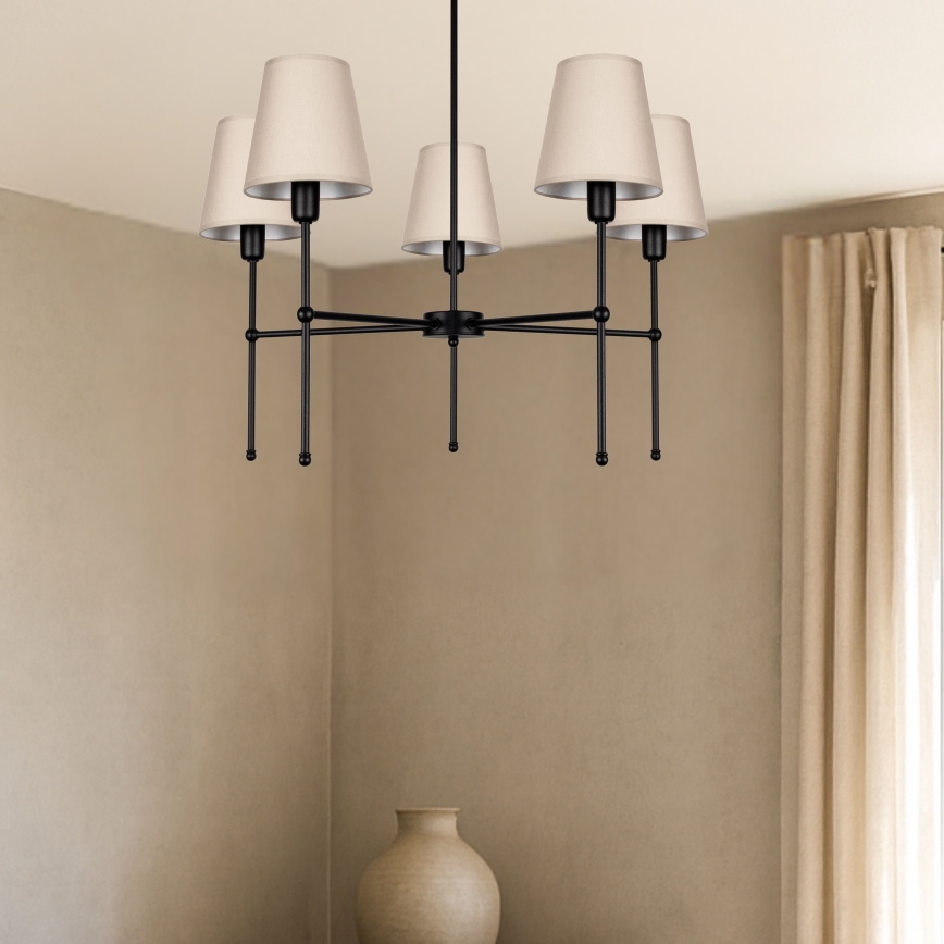 Deckenleuchte an Stange MADELA 5xE14/40W/230V beige/schwarz