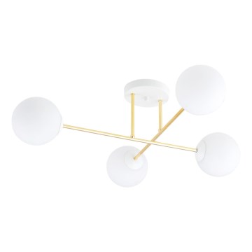 Deckenleuchte an Stange MAGNUM 4xE14/10W/230V weiß/golden