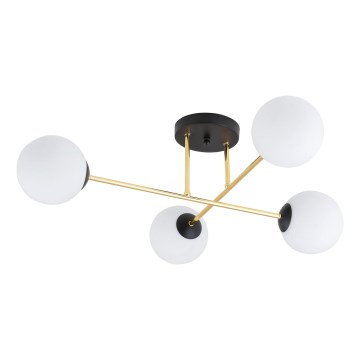Deckenleuchte an Stange MAGNUM 4xE14/10W/230V weiß/golden/schwarz