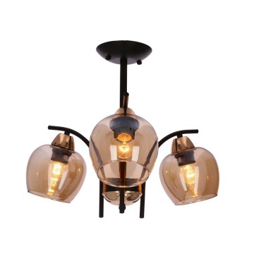Deckenleuchte an Stange MERRA 3xE27/40W/230V schwarz/beige
