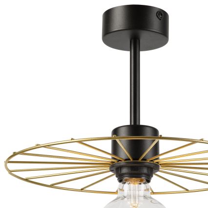 Deckenleuchte an Stange MONTANA 1xE27/15W/230V d 30 cm golden/schwarz