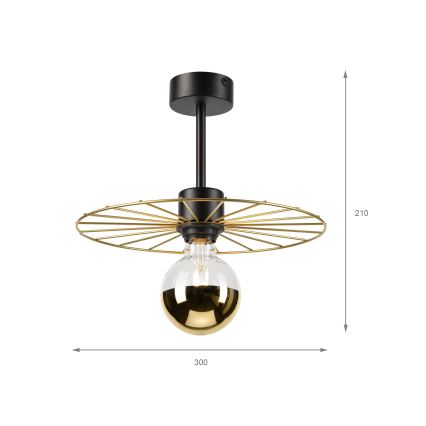 Deckenleuchte an Stange MONTANA 1xE27/15W/230V d 30 cm golden/schwarz