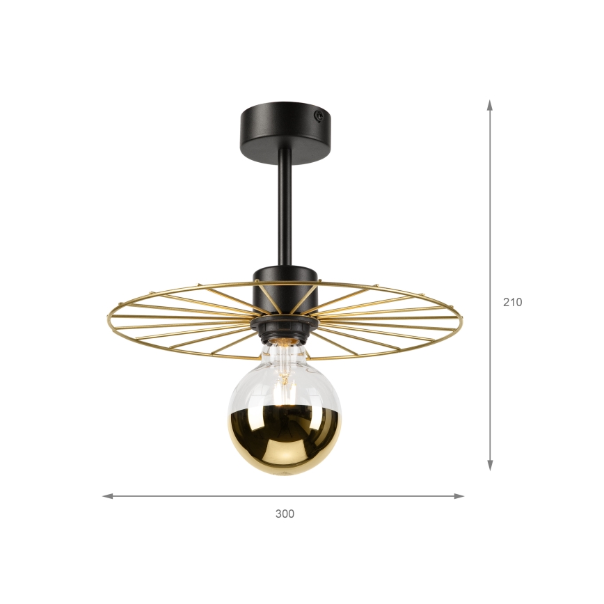 Deckenleuchte an Stange MONTANA 1xE27/15W/230V d 30 cm golden/schwarz